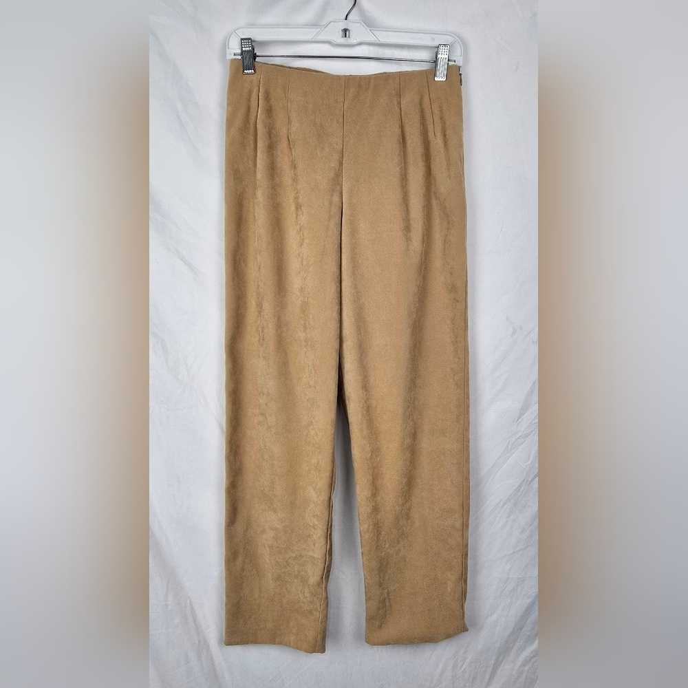 J. Jill Vintage Faux Suede Beige Preppy Minimalist Careerwear Pants sz 10 Petite